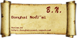 Bonyhai Noémi névjegykártya